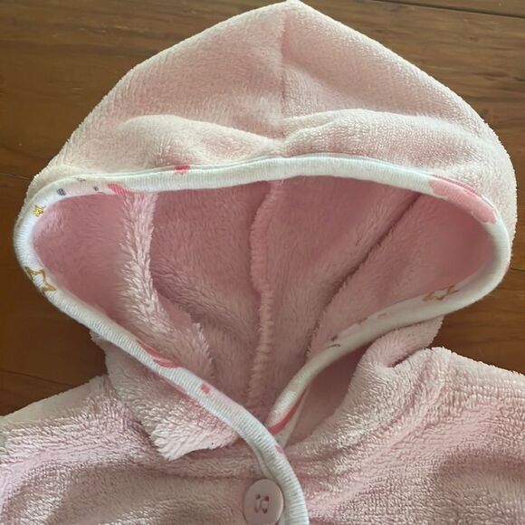 NWOT 0-3 mo C.J.P. pink SUPER SOFT fleece long sleeve button down jacket coat - Picture 2 of 14